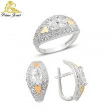 Altın +Gümüş Zirkon Taşlı Set